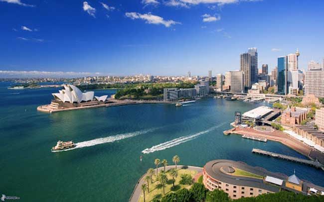 Sydney Harbour with the Opera House and city skyline