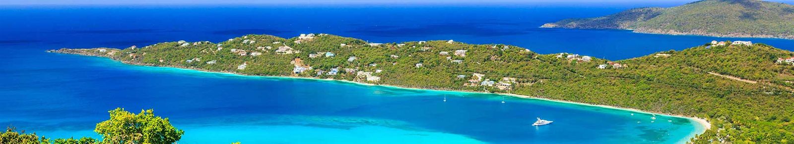 Turquoise bay and white beach on a Caribbean island