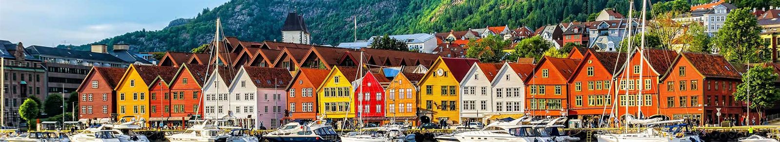 Colorful wooden waterfront houses of Bryggen in Bergen, Norway