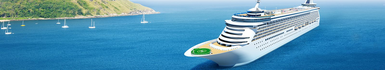 Aerial view of a cruise ship bow cutting through blue water
