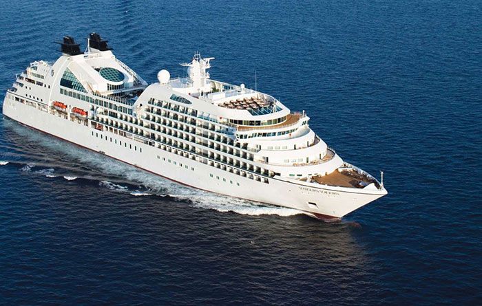 Small luxury cruise ship at sea